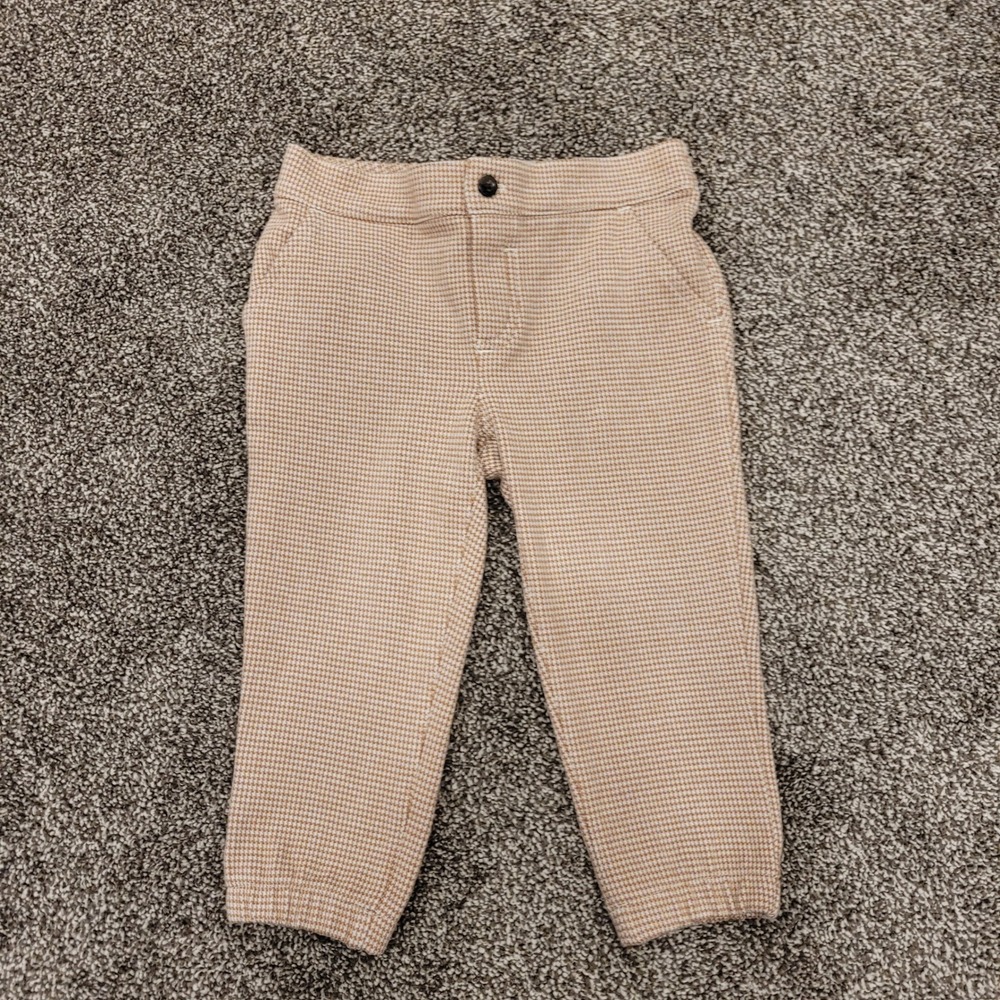 Janie and Jack Tan Houndstooth Knit Pull On Trousers Pants 18-24 Months Kids
